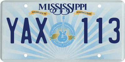 MS license plate YAX113
