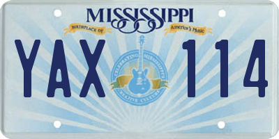 MS license plate YAX114