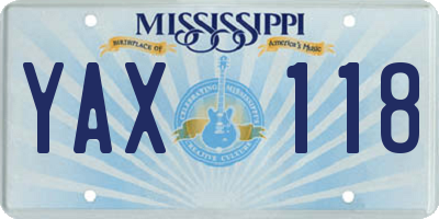 MS license plate YAX118