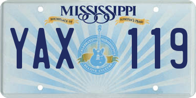 MS license plate YAX119