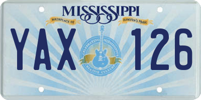 MS license plate YAX126
