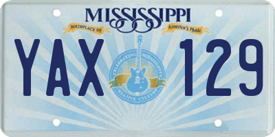 MS license plate YAX129
