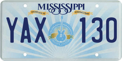MS license plate YAX130