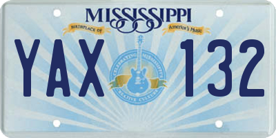 MS license plate YAX132