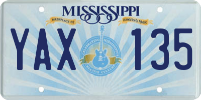 MS license plate YAX135