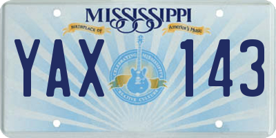 MS license plate YAX143