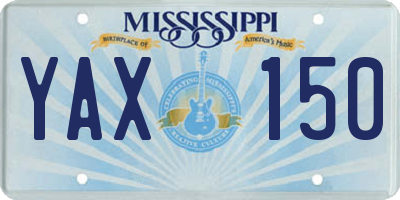 MS license plate YAX150