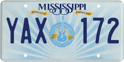 MS license plate YAX172