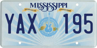 MS license plate YAX195