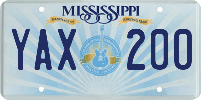 MS license plate YAX200