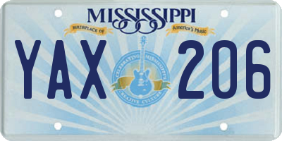 MS license plate YAX206