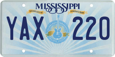 MS license plate YAX220