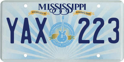 MS license plate YAX223