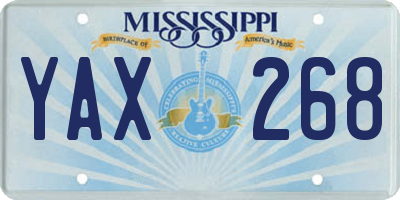 MS license plate YAX268