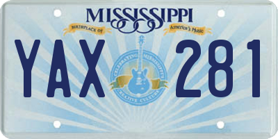 MS license plate YAX281