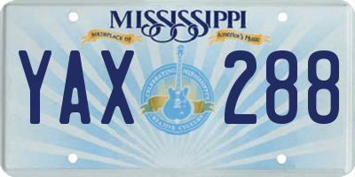 MS license plate YAX288