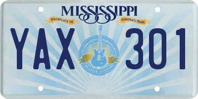 MS license plate YAX301