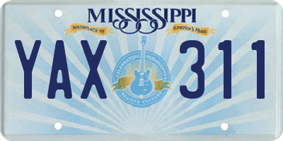 MS license plate YAX311