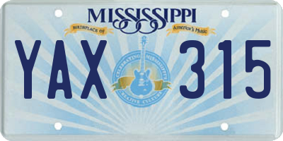 MS license plate YAX315