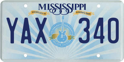 MS license plate YAX340