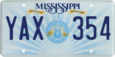 MS license plate YAX354