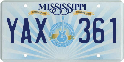 MS license plate YAX361