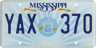 MS license plate YAX370