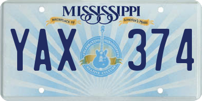 MS license plate YAX374