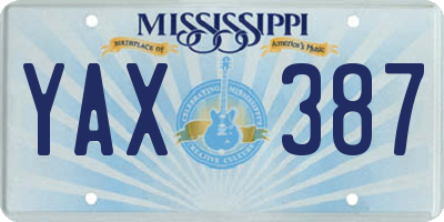 MS license plate YAX387