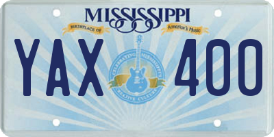 MS license plate YAX400