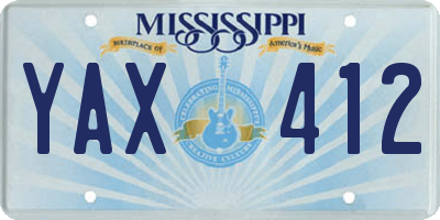 MS license plate YAX412