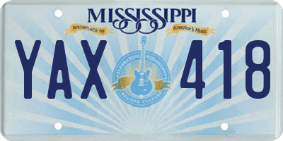 MS license plate YAX418