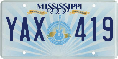 MS license plate YAX419
