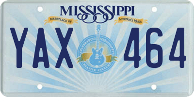 MS license plate YAX464