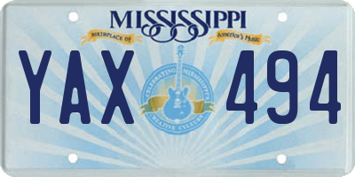 MS license plate YAX494