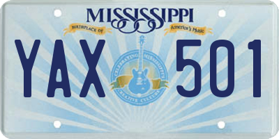 MS license plate YAX501