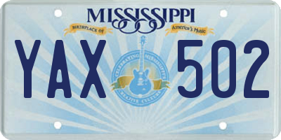 MS license plate YAX502