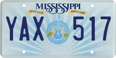 MS license plate YAX517