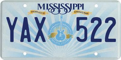 MS license plate YAX522