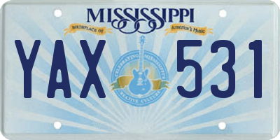 MS license plate YAX531