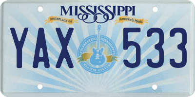 MS license plate YAX533