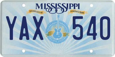 MS license plate YAX540