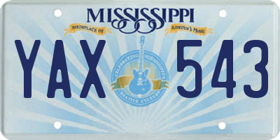 MS license plate YAX543