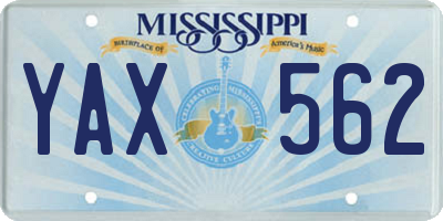MS license plate YAX562