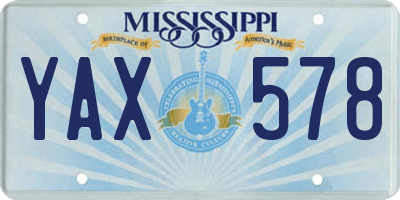MS license plate YAX578