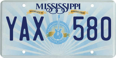 MS license plate YAX580
