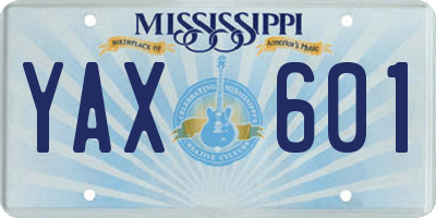 MS license plate YAX601