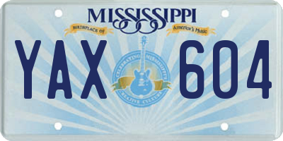 MS license plate YAX604