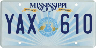MS license plate YAX610