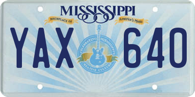 MS license plate YAX640